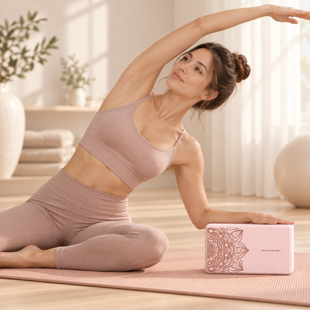 Brique de Yoga - Mandala Rose Poudré