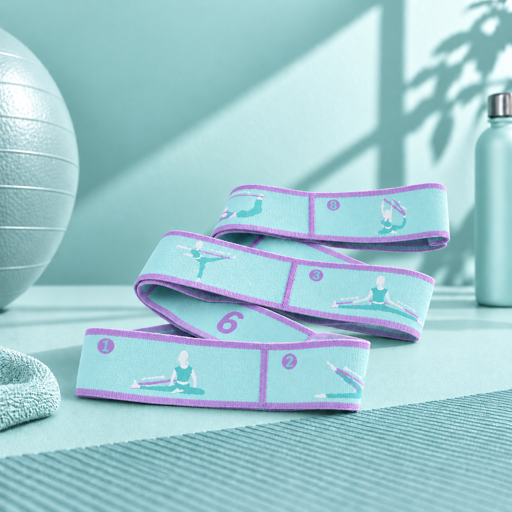 Sangle de Stretching Pilates Vert Menthe & Lilas