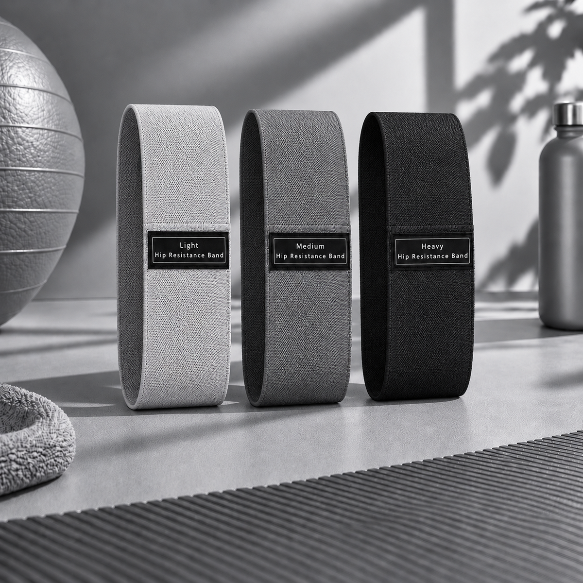 Set de Bandes de Résistance Pilates - Gris & Noir