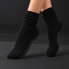 Chaussettes Pilates Antidérapantes Côtelées – Noires