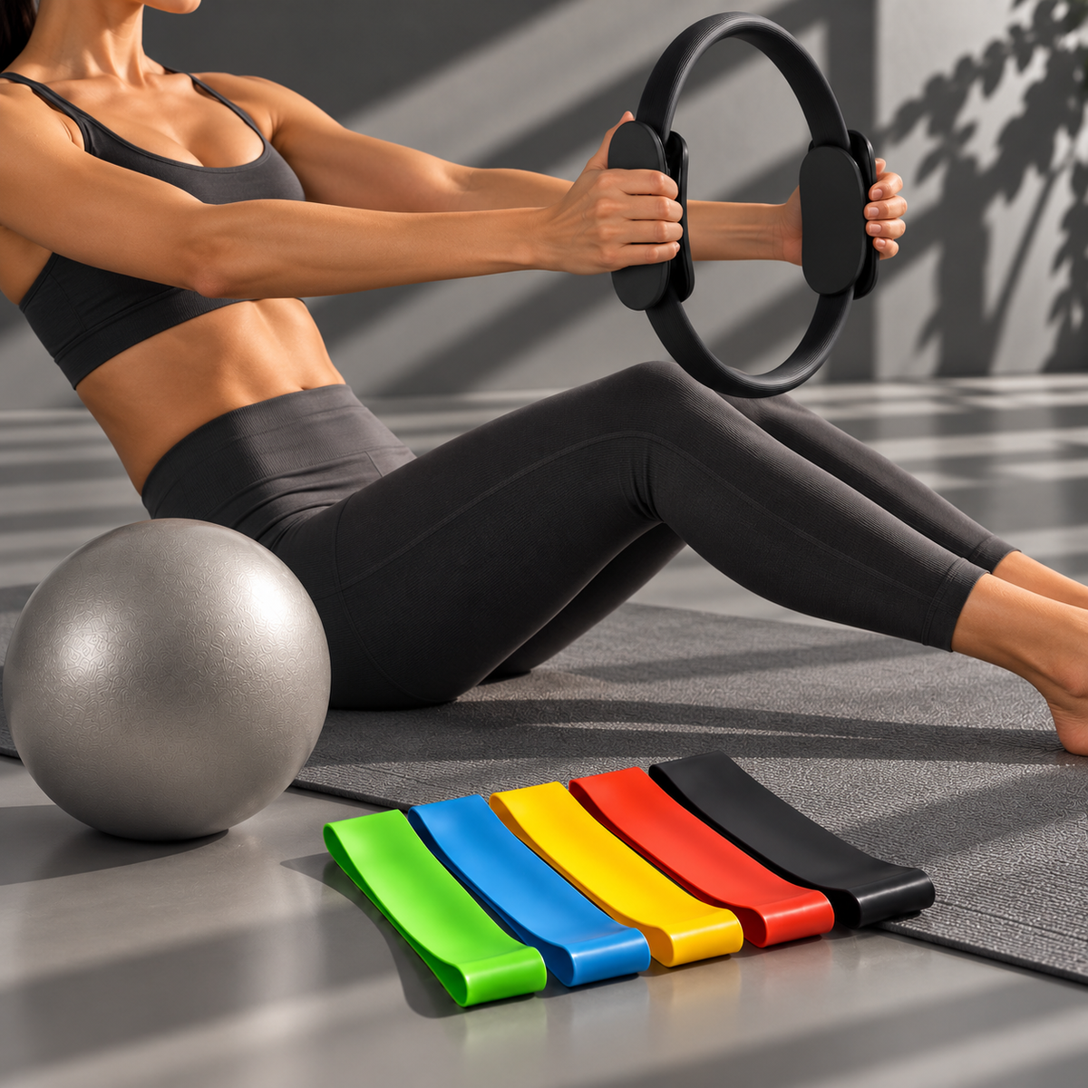 Kit Pilates 7 pièces - Noir & Gris